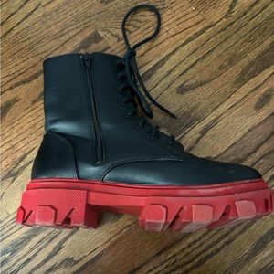 H&M Black w/ Red Platfrom’s Women’s 9 1/2 Combat Boots